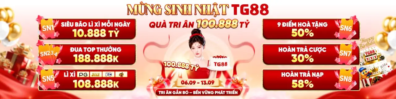 TG88 ⭐ Trang Chủ Chính Thức T8/2026 | Link TG88 Thưởng +188K 9 Mừng sinh nhật tg88 thưởng 100 tỷ